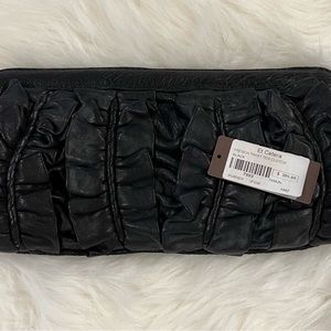 NWT Isabella Fiore Black Leather French twist clutch!